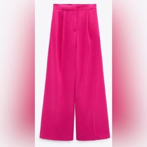 Zara Hot Pink Wide-Leg Trousers size S